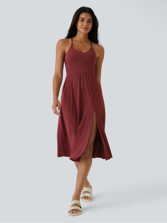 HALARA Dresses & Skirts - HALARA Women's Maxi Dress in Wine Red with Slit